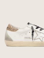 Women's white leather Super-Star with glittery heel tab - Image 4