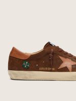 Men's Super-Star LTD in brown suede with brick-red leather star and embroidery with green beads - Image 4