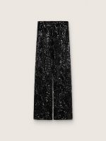 Women's tulle pants with floral embroidery in black sequins - Image 2