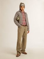 Women's shirt with pink, sand and gray check embroidery - Image 4