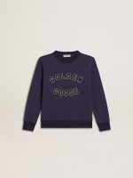 Blue-violet sweatshirt with Golden Goose lettering on the front