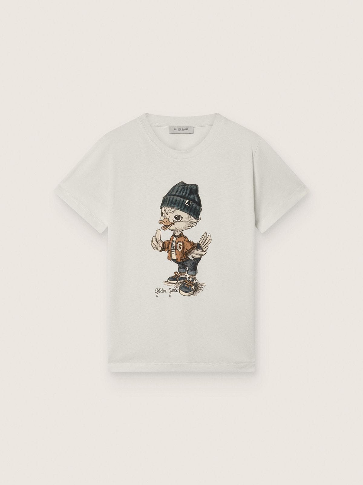 d7af11bd2368ca89cd7839bdd6b685f4b8c14d94d3c495a59c4d2a64a5279b0b Journey T-shirt for boys in white cotton jersey with digital mascot print - Image 1