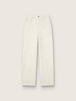 Women's white denim pants with beading and crystals