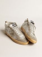 Women's Mid Star in white and dove-gray suede with Swarovski crystals - Image 2