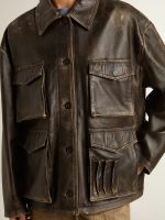 Women's aged brown nappa leather jacket - Image 5
