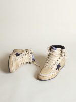 Men's Sky-Star in cream-colored nylon and leather with blue suede star - Image 2
