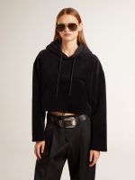 Women's black chenille sweatshirt with embroidery on the back - Image 2