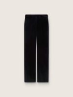 Women's slim-fit flared pants in black cotton velvet
