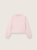 Star girls' cropped sweatshirt in pink cotton with patch and logo