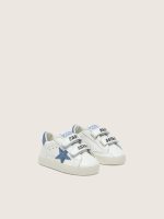 Baby Old School in white leather with denim-blue suede star - Image 2