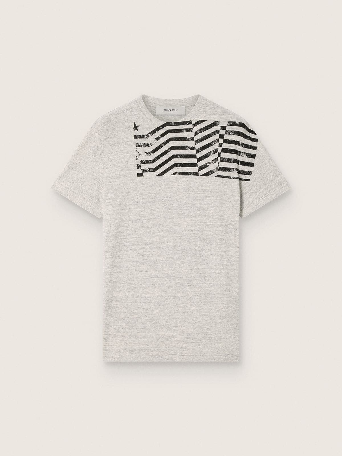 d92c0d213fd25e953461f12f314f4c7c4e69ab7c766869d9b9750c9787d74fb2 Unisex T-shirt in gray melange jersey with flag print - Image 1