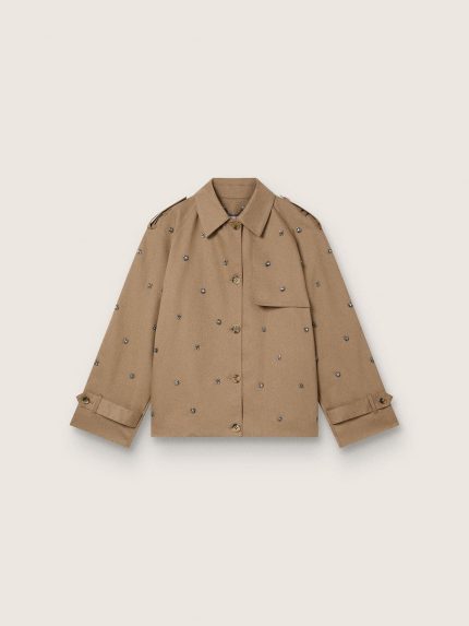 Women's oversized trench coat with crystals