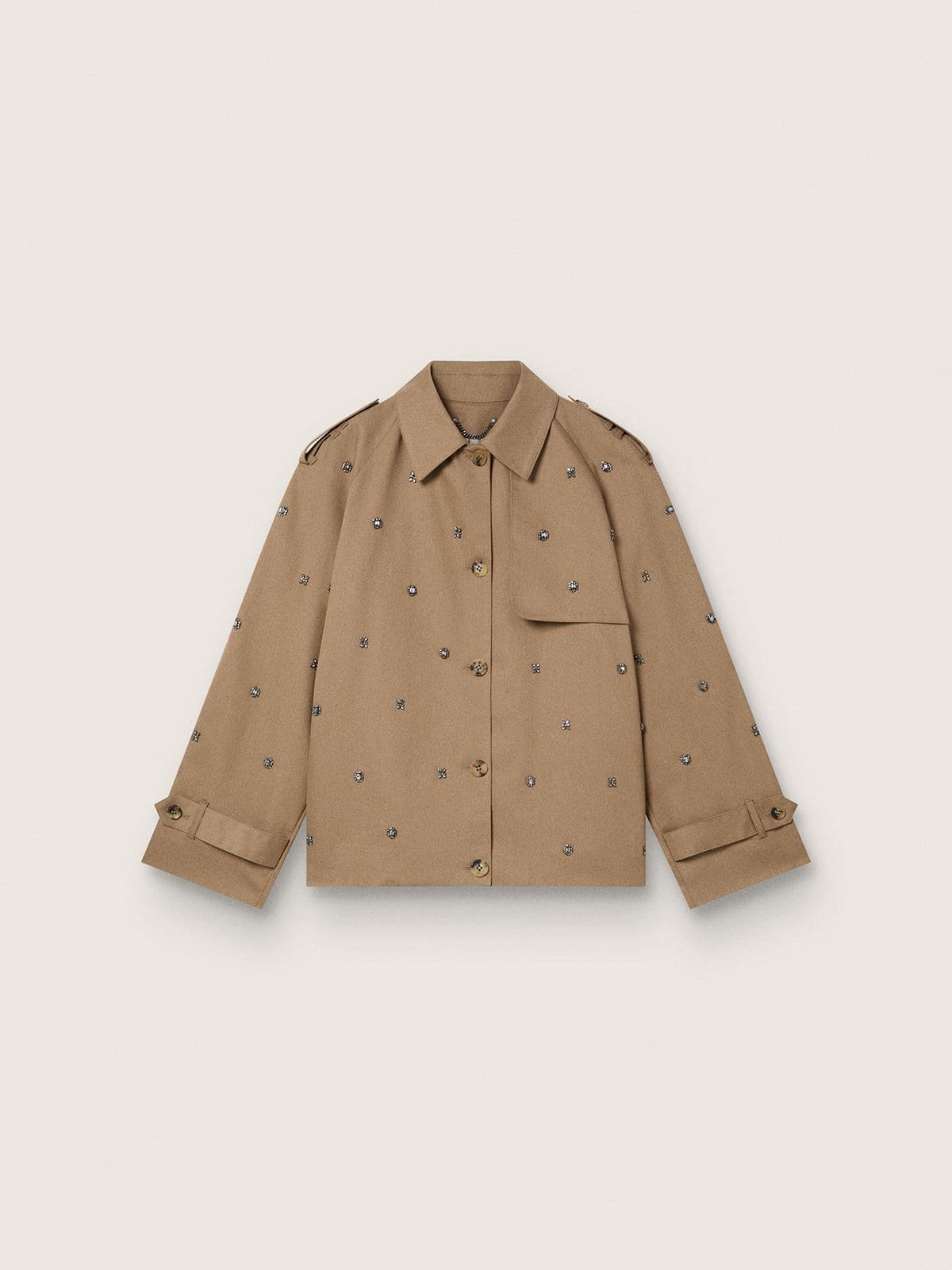 d93c7e7f04e865dca5fa63ee05f8db68a8cf749b885447aea671b6a8f1295581 Women's oversized trench coat with crystals - Image 1