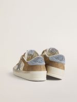Stardan LTD in white leather and tobacco suede with light blue suede star and heel tab - Image 4