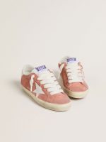 Women's Super-Star in coral suede with white leather star and heel tab - Image 2
