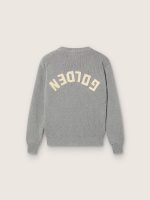 Unisex Golden sweater for kids in ribbed gray melange with logo on the back - Image 2
