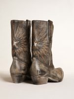 Women's low Wish Star boots in black leather with silver star - Image 4