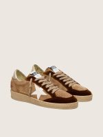 Women's Ball Star in tobacco suede with white leather star and cognac velvet inserts - Image 2