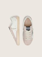 Junior Super-Star in white and powder-pink leather with silver glitter star - Image 3