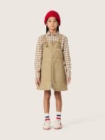Girls' beige cotton jumper dress with embroidery - Image 4