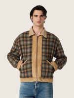 Unisex reversible jacket in beige cotton with check pattern - Image 7