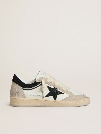 Women's Ball Star LTD in nappa with black crystal star and beige suede inserts