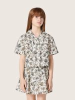 Journey girls' short-sleeved shirt in white cotton canvas with a green floral print - Image 5
