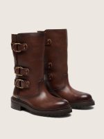 Women's Kurt boots in brown leather with gold buckles - Image 2