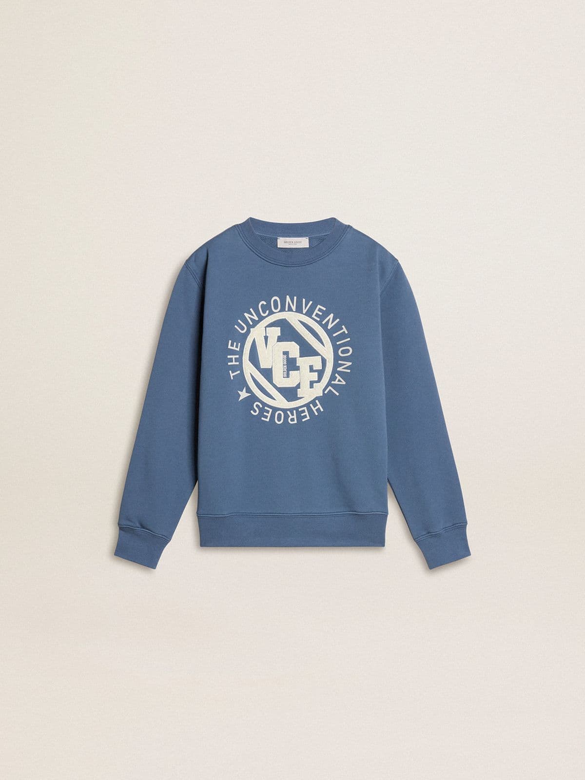 da90dbe656c9c3c8ef0f60ac87fcbdddfa75eb61ef78d12eca8f3e12df65f8cc Kids' blue sweatshirt with white embossed patches - Image 1