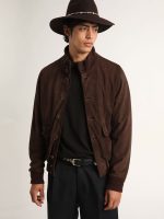 Golden Collection flight jacket in dark brown suede - Image 2