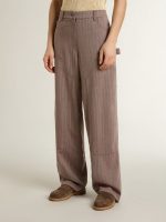 Women's wool blend pants in light brown micro chevron - Image 2