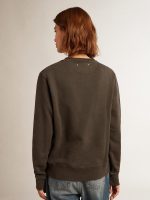 Women's anthracite gray sweatshirt with crystals - Image 4