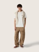 Unisex crew-neck sweater in beige cotton with patch on the front and logo on the back - Image 3