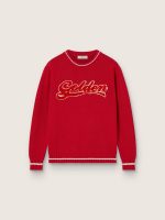 Kids' sweater in red cotton with embroidered logo