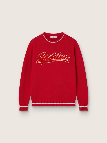 Kids' sweater in red cotton with embroidered logo