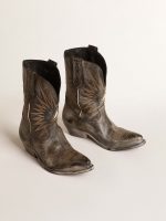 Women's low Wish Star boots in black leather with silver star - Image 2