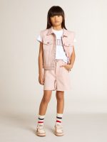 Girls' pink cotton shorts with embroidery - Image 3