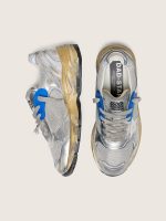 Women's Dad-Star in silver laminated leather and mesh with white leather star and silver heel tab - Image 3