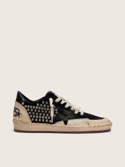 Women's Ball Star LAB in black suede with studs and glossy black leather star