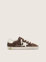 Young Super-Star in brown glitter and suede with cream leather star