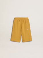 Kids jogging shorts in ochre yellow with embroidery