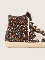 Women's Francy in dark brown leather with multicolor rhinestones and white suede star - Image 4