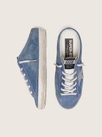 Women's Super-Star Sabots in denim-blue suede with silver glitter star - Image 3