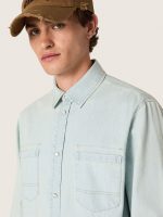 Men's overshirt in light blue denim - Image 4