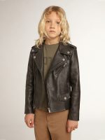 Boys' biker jacket in distressed leather - Image 3