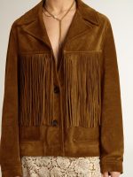Women's tobacco-colored suede jacket women with fringes - Image 5