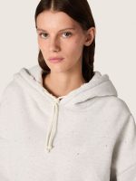 Star women's cropped hooded sweatshirt in gray melange cotton - Image 4