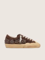 Women's Super-Star Penstar in brown suede with studs