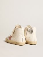 Francy in cream nappa with pink crocodile-print leather star - Image 4
