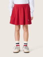 Girls' skirt in red cotton fleece with embroidery - Image 5
